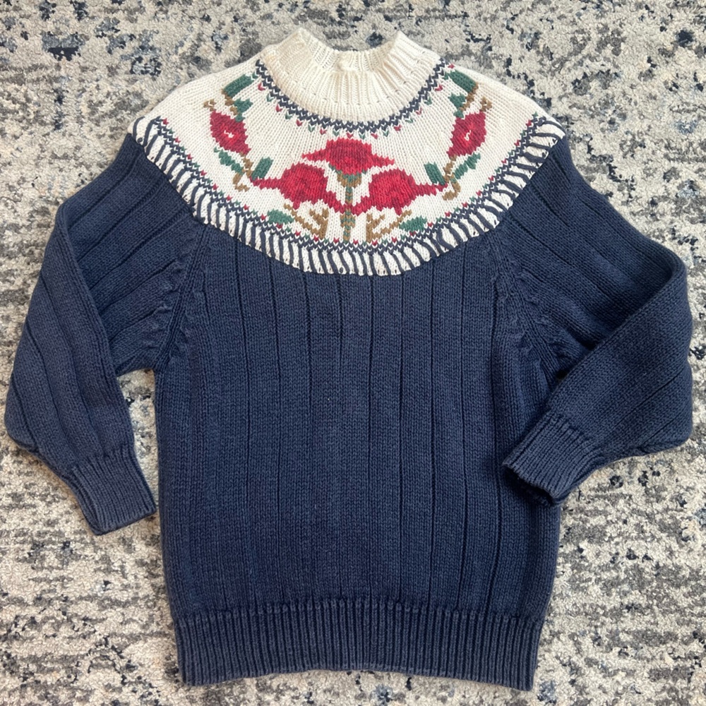 Vintage Liz Thomas Floral Knit Sweater